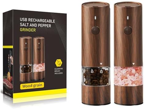 SOONHUA Electric Salt and Pepper Grinder Set with LED Light