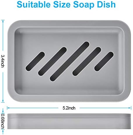 2PCS Draining Soap Dishes with Water Tray Gray