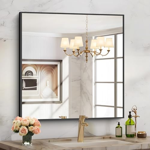 COFENY 30x30 Inch Wall Bathroom Mirror with Metal Frame