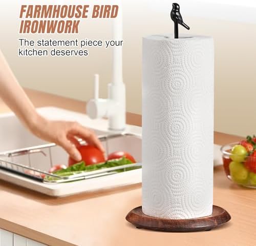 Stylish Bird Shaped Paper Towel Holder Farmhouse Style Black