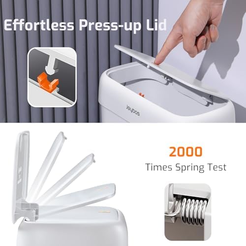 MOPALL Small Bathroom Trash Can with Lid 26 Gallons White