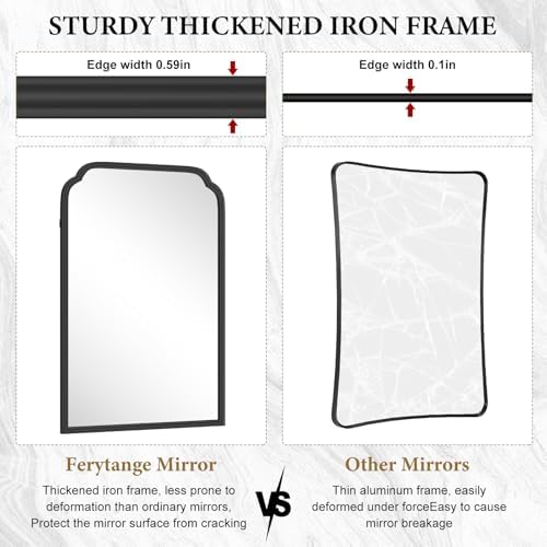 18x24 Inch Black Wall Mirror with Metal Frame