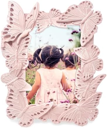 Isaac Jacobs Ornate Butterfly Picture Frame 4x6 Pink