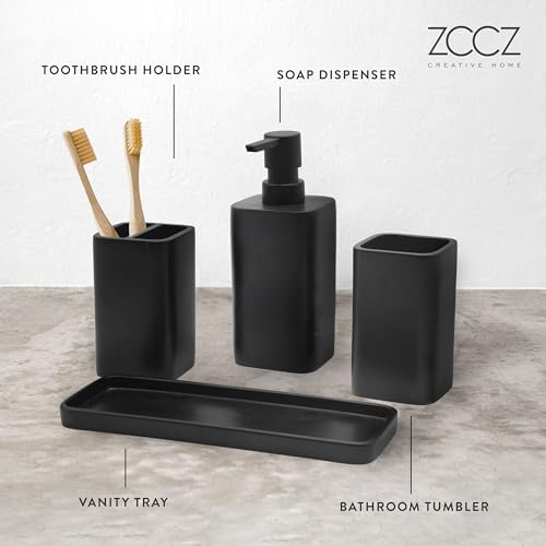 ZCCZ Matte Black Bathroom Accessory Set 4 Pieces
