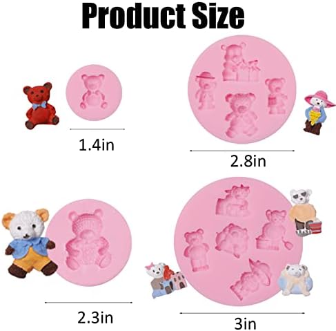 Teddy Bear Chocolate Silicone Molds 4pcs for Cake Decoration