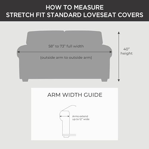 SureFit Stretch Pique 2-Seat Loveseat Covers - Flannel Gray