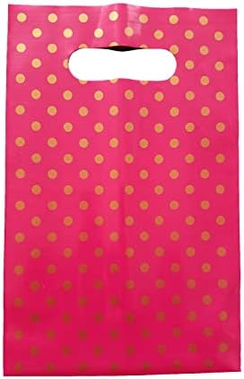 Pink Handle Favor Bags with Gold Polka-Dots 24 Pack