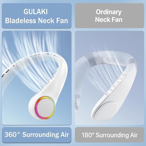 GULAKI Portable Neck Fan with 3 Speeds and 64 Cool Lights