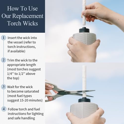 Replacement Lantern Wicks for Tiki Torches - Set of 32 1