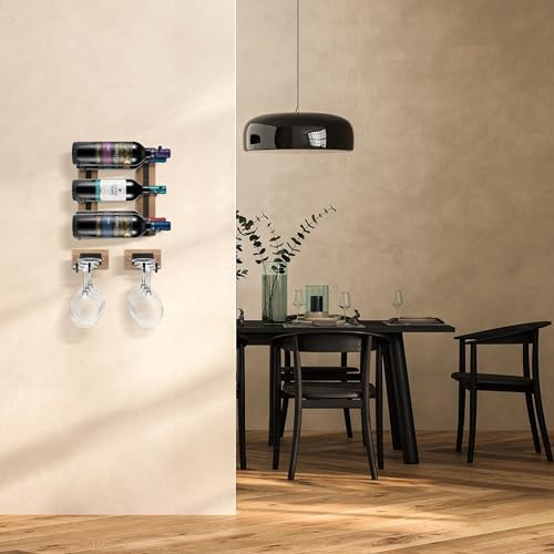 Sorbus Wall Mounted Wine Rack Stemware Set