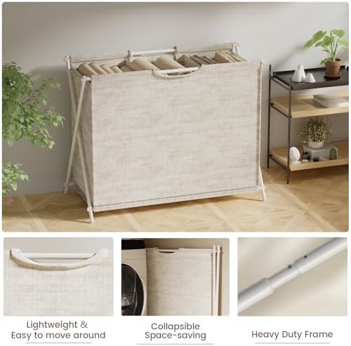 Vasicar 3 Section Laundry Sorter Basket Hamper Organizer