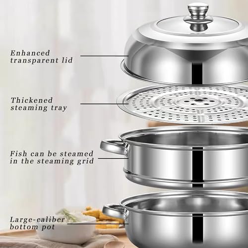 11 Inch Stainless Steel 2-Tier Steamer Pot with Lid