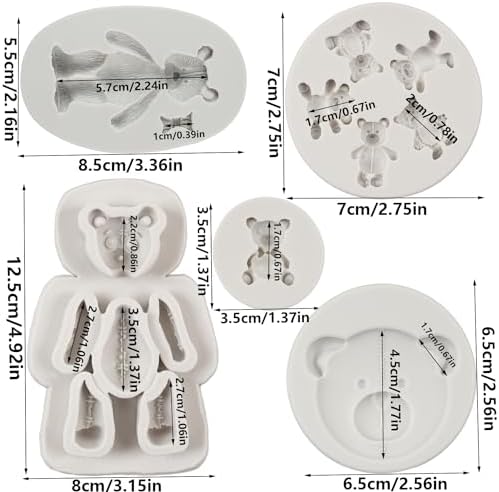 Bear Chocolate Fondant Mold Set of 5