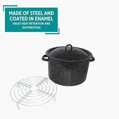 MIRRO 210 Qt Enamel Stock Pot with Rack