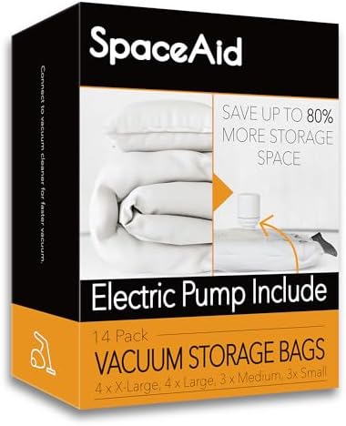 SpaceAid 14 Pack Vacuum Storage Bags with Electric Pump