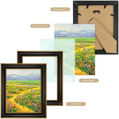 Golden State Art 8x10 Black Picture Frame With Gold Trim