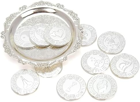TINGKU Silver Spanish Wedding Ceremony Coins Set with Tray