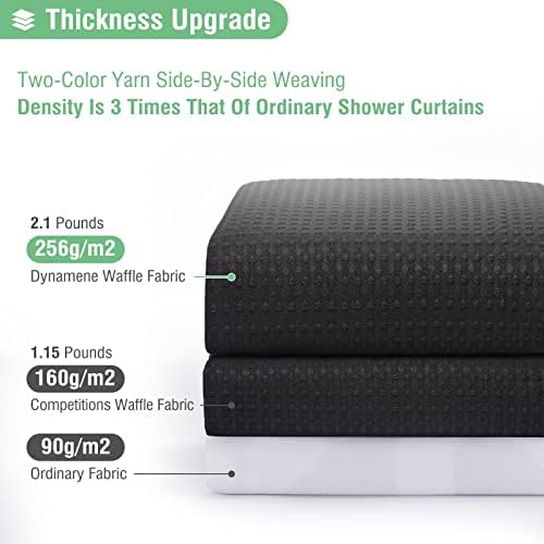 Dynamene Heavy Duty Waffle Shower Curtain Set with 12 Hooks