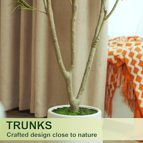 VIVATREES Olive Tree Artificial Indoor 6FT with White Planter