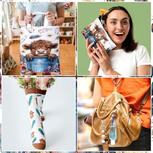 Skylety 8 Pcs Western Highland Cow Gift Set for Women