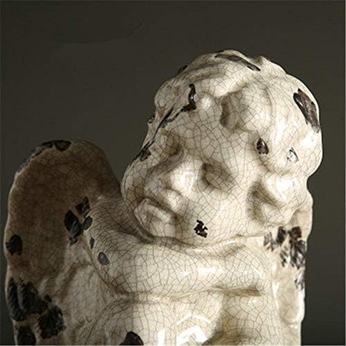 Handmade Ceramic Angel Statue with Wing Baby Boy Decor