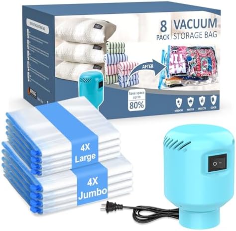 ZXA Vacuum Storage Bags with Electric Pump 8 Pack
