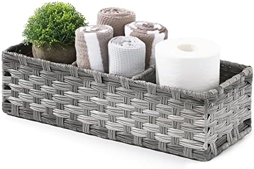 Larger Compartments Toilet Paper Basket with Divider - Rustic Farmhouse Decor