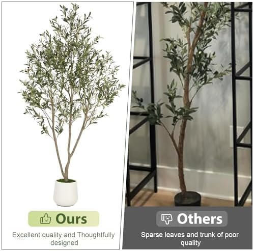 VIVATREES Olive Tree Artificial Indoor 6FT with White Planter