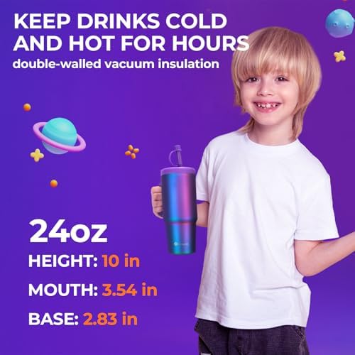 Luxgola Kids 24 oz Tumbler with Handle and Leak Proof Lid
