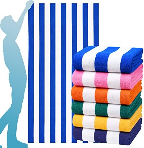 Genovega 6 Pack Oversized Stripe Beach Towels