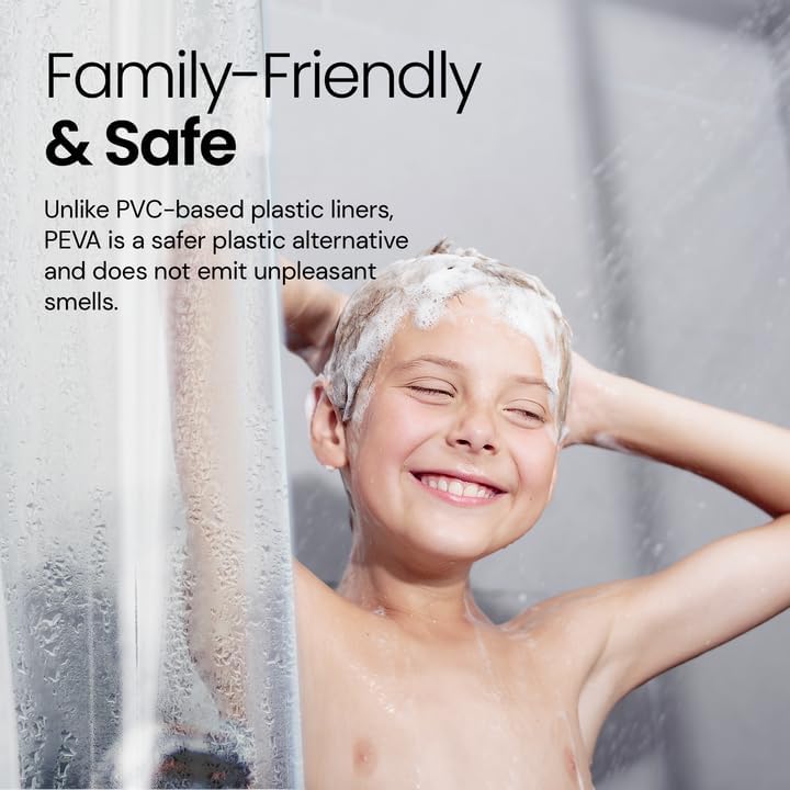LiBa Waterproof Shower Curtain - 72x72 White Heavy Duty Peva