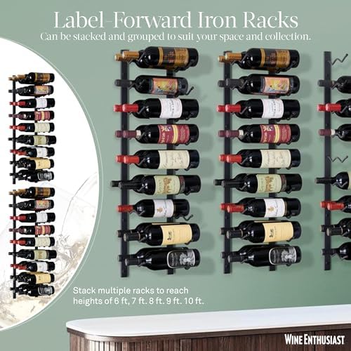 Wine Enthusiast NFINITY 18 Bottle Wall Mounted Wine Rack - Black