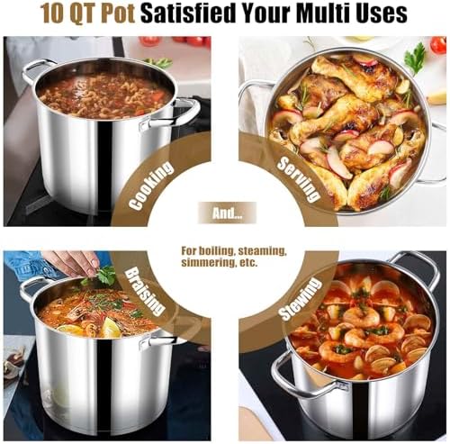 PP CHEF 10 Quart Extra Large Stockpot with Glass Lid