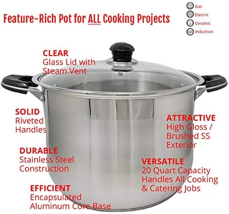 20 Quart Commercial Grade Stainless Steel Stock Pot