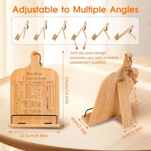 Bamboo Cookbook Stand Set with Acrylic Guard