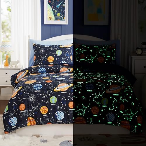 Glow In The Dark Space Comforter Set For Kids