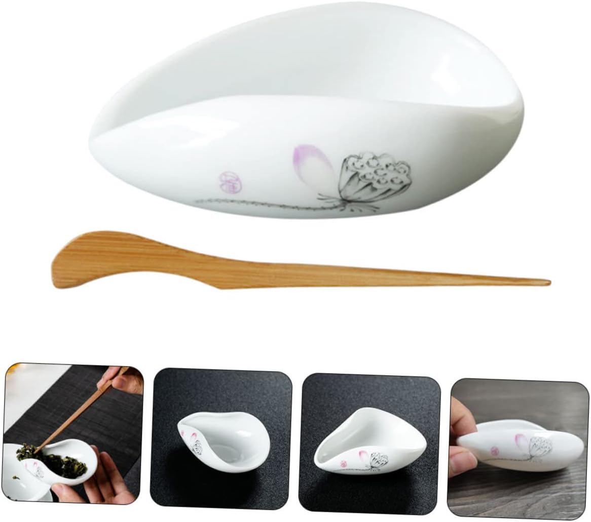 LIFKOME Tea Leaf Spoon Ceramic Scoop for Coffee Beans