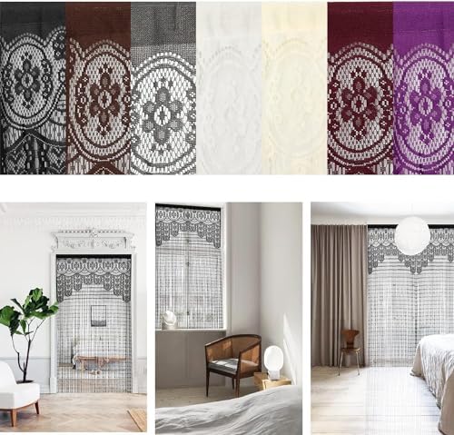 HSYLYM Macrame Curtain Black 35x79in