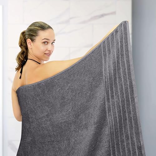 Tens Towels Jumbo Bath Sheet 40 x 80 Inches Dark Grey