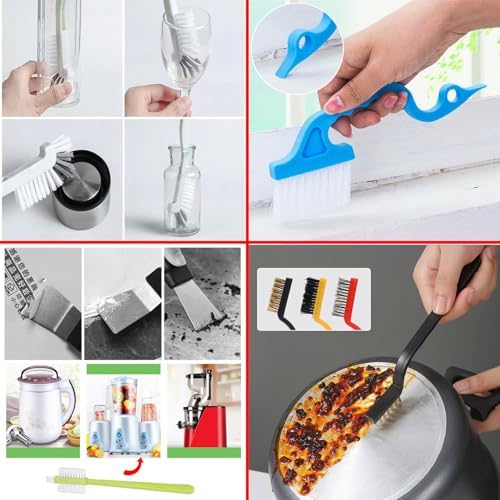 12Pcs Hard Bristle Crevice Cleaning Brush Set for Windows and More