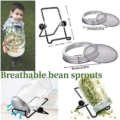 Lulonpon 2pcs Sprouts Growing Jar Kit with Lids and Tray