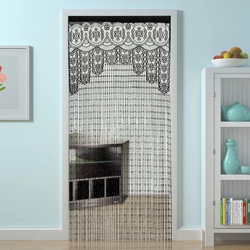 HSYLYM Macrame Curtain Black 35x79in