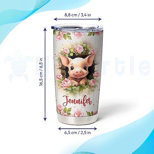 Hyturtle Personalized Pig Tumbler 20oz With Flip Lid