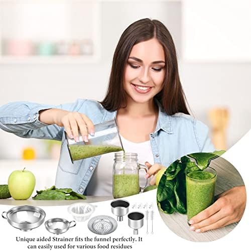 Gejoy 12 Pcs Metal Canning Funnels Set with Strainer and Adhesive Hooks