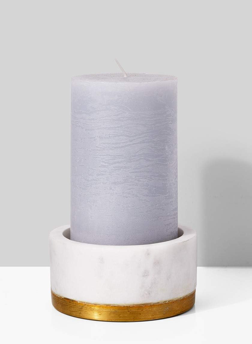 Serene Spaces Living White Marble Bowl with Brass Ring
