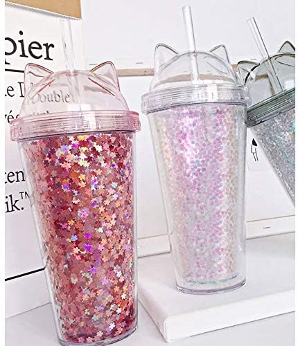Kid Travel Tumbler with Straw Floral Reusable Plastic Cup