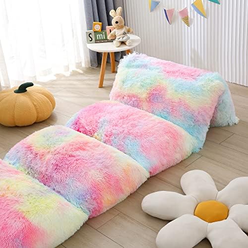 Mengersi Velvet Floor Pillows Faux Fur Tie Dye Cover