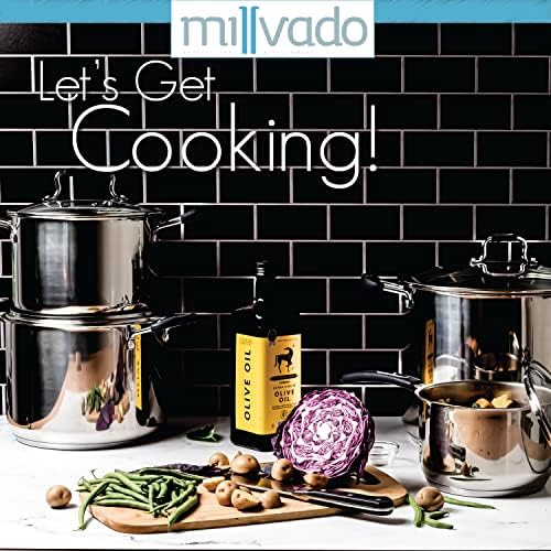 Millvado 20 Quart Stainless Steel Stock Pot with Clear Lid and Steam Hole