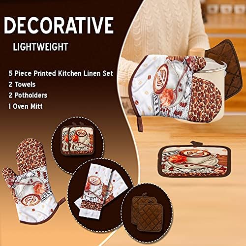 Lobyn Value Packs 5-Piece Caf Latte Kitchen Towel Set