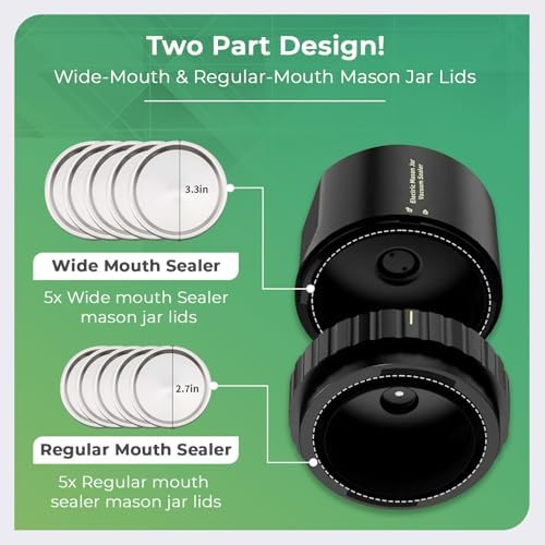 Cordless Electric Vacuum Sealer Kit for Mason Jars Black